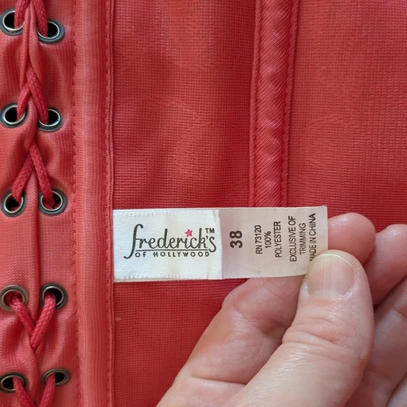 Frederick's Of Los Angeles Elegant Orange Lace Women's Top - Picture 4 of 4